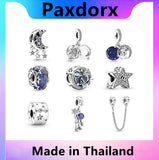 Galaxy S925 Sterling Silver Astronaut Star Charm Beads DIY Fit Pando Bracelet