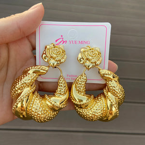 Geometric Drop Earrings for Women Unique Exaggerated Hollow Copper Earrings