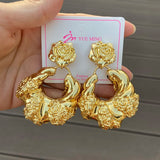 Geometric Drop Earrings for Women Unique Exaggerated Hollow Copper Earrings