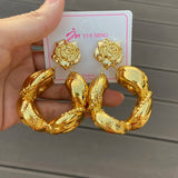 Geometric Drop Earrings for Women Unique Exaggerated Hollow Copper Earrings