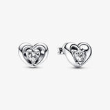 925 Sterling Silver Wave Radiant Heart Stud Earrings