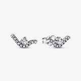 925 Sterling Silver Wave Radiant Heart Stud Earrings