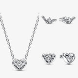 925 Sterling Silver Wave Radiant Heart Stud Earrings
