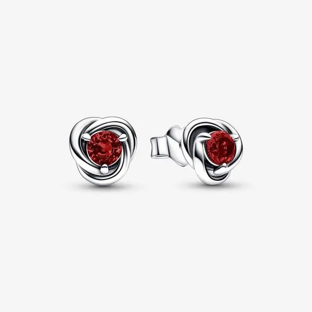 12 Months Birthstone Eternity Circle Stud Earrings For Women