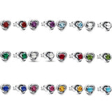 12 Months Birthstone Eternity Circle Stud Earrings For Women
