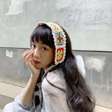 Colorful Flower Knitted Headband Girls Hair Ornament