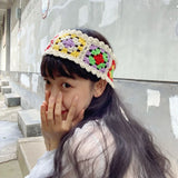 Colorful Flower Knitted Headband Girls Hair Ornament
