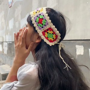 Colorful Flower Knitted Headband Girls Hair Ornament