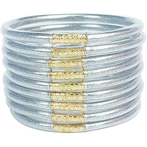 Glitter Jelly Silicone Bracelets Set, 9Pcs Buddhist Bracelets