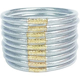 Glitter Jelly Silicone Bracelets Set, 9Pcs Buddhist Bracelets