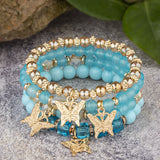 Bohemian Crystal Beaded Butterfly Bracelet Set