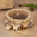 Bohemian Crystal Beaded Butterfly Bracelet Set