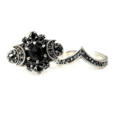 Gothic Universe Moon Women's Ring Set Vintage Pentagram Party Jewelry