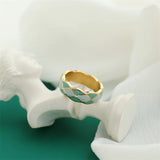 Green Rhombus Enamel Ring Stainless Steel Jewelry