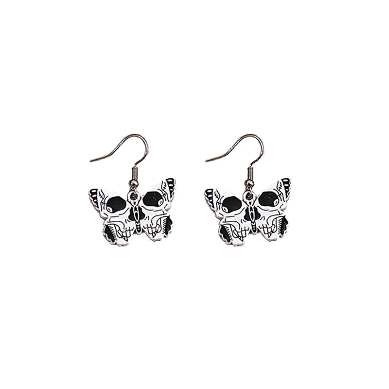 Halloween Butterfly Skull Earrings Women's Personality Jewelry