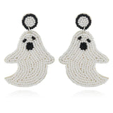 Halloween Beaded Ghost Pumpkin Earrings for Women Girls
