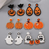 Halloween Beaded Ghost Pumpkin Earrings for Women Girls