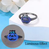 Halloween Luminous Rings 925 Sterling Silver Cat Fox Butterfly Demon Rings