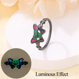 Halloween Luminous Rings 925 Sterling Silver Cat Fox Butterfly Demon Rings