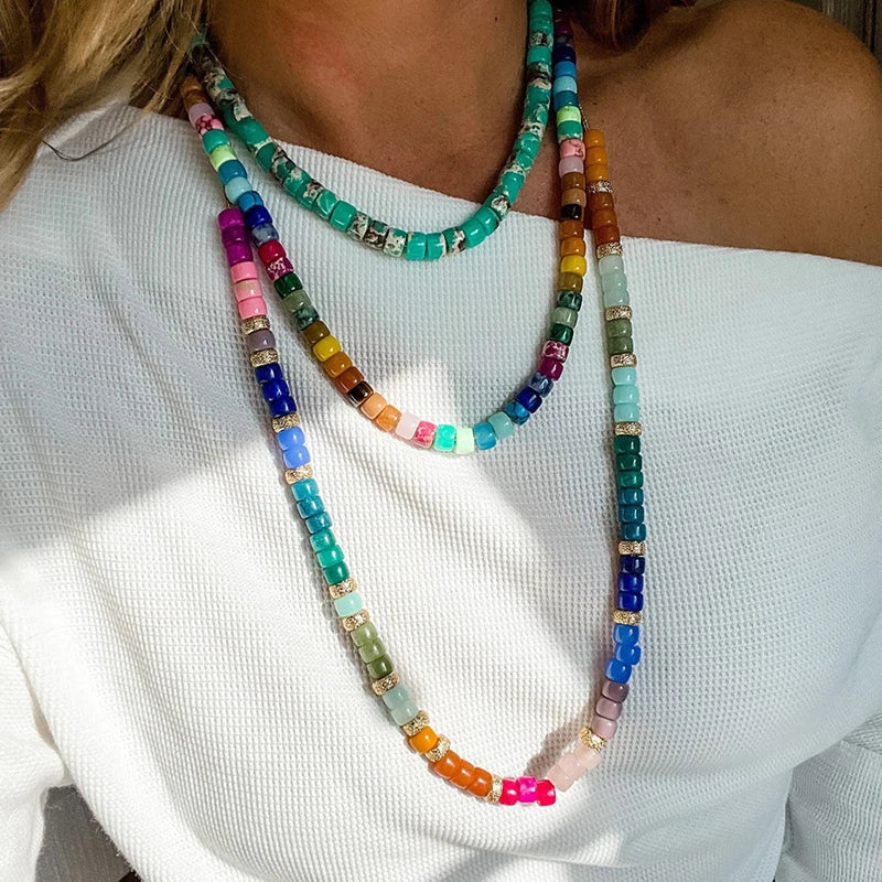 Boho Natural Stone Beads Necklace for Women