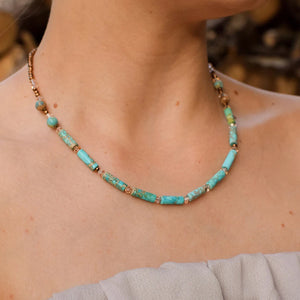 Vintage Natural Stone Beaded Choker Necklace Classic Delicate Gift