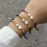 Colorful Adjustable A-Z Initials Rope Charm Bracelet Women