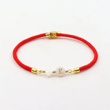 Colorful Adjustable A-Z Initials Rope Charm Bracelet Women