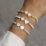 Heart Flower Star Initial Letter Bracelet 4mm Beaded Women Jewelry Gift
