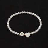 Heart Flower Star Initial Letter Bracelet 4mm Beaded Women Jewelry Gift