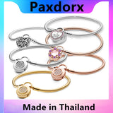 Heart-Shaped Bracelet S925 Sterling Silver Snake Chain Love Charm