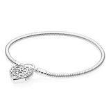 Heart-Shaped Bracelet S925 Sterling Silver Snake Chain Love Charm