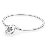 Heart-Shaped Bracelet S925 Sterling Silver Snake Chain Love Charm