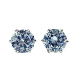 8mm High Carbon Diamond Round Earrings, s925 Silver Claw Set