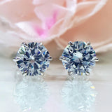 8mm High Carbon Diamond Round Earrings, s925 Silver Claw Set