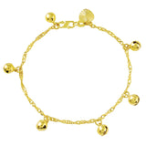 High Five Bells Pendant Bracelet for Women Wedding Engagement Girl 24k