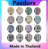 S925 Silver Rose Green Red Pink Pave Charm Beads For Bracelets