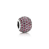S925 Silver Rose Green Red Pink Pave Charm Beads For Bracelets