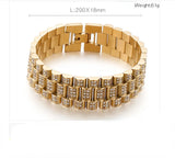 Men's Stainless Steel Zircon-Studded Bracelet Hip-hop Titanium Wrap