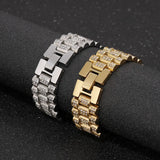 Men's Stainless Steel Zircon-Studded Bracelet Hip-hop Titanium Wrap