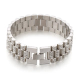 Men's Stainless Steel Zircon-Studded Bracelet Hip-hop Titanium Wrap