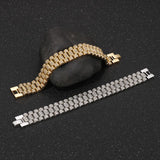 Men's Stainless Steel Zircon-Studded Bracelet Hip-hop Titanium Wrap