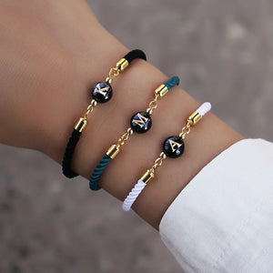 Colorful Rope Charm Bracelet Women Adjustable A-Z Initial Letter Bracelet
