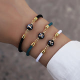 Colorful Rope Charm Bracelet Women Adjustable A-Z Initial Letter Bracelet