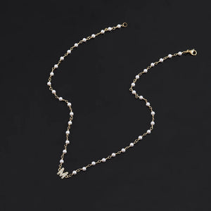 Hot Pearl Chain Initial Necklace A-Z Letter Pendant Necklace