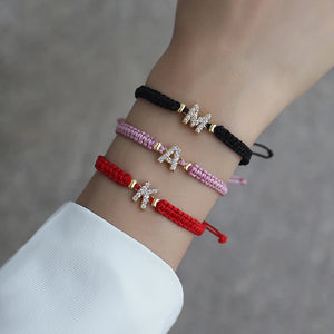Adjustable Rope Charm Bracelet Women A-Z Letter Colorful Bracelet