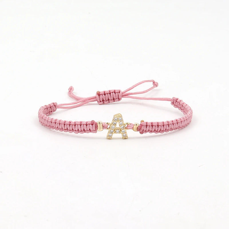 Adjustable Rope Charm Bracelet Women A-Z Letter Colorful Bracelet