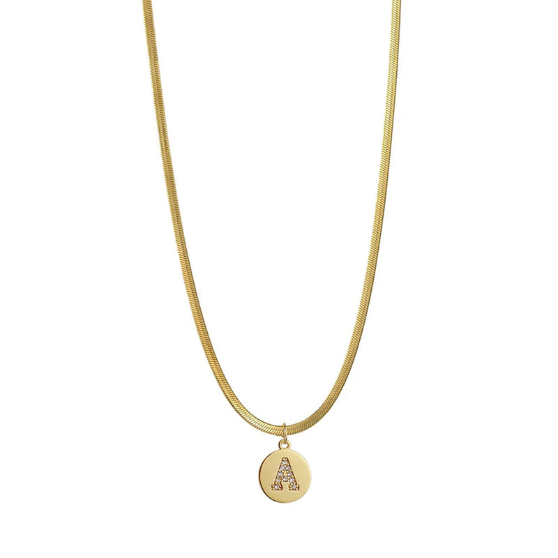 Initials Necklace Women Stainless Steel Chain Letter Pendant Necklace