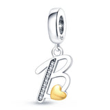 925 Silver 26 Letters Pendant for Bracelet DIY Gift