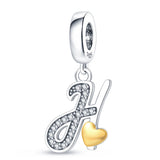 925 Silver 26 Letters Pendant for Bracelet DIY Gift