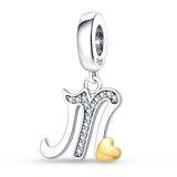 925 Silver 26 Letters Pendant for Bracelet DIY Gift